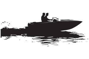 driving speed boat silhouette collection vector