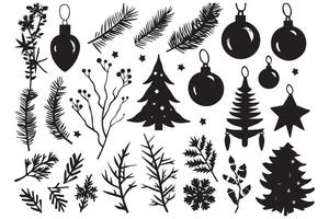 Christmas season elements silhouette vector