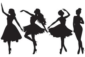 silhouettes of dancing Girl Group vector