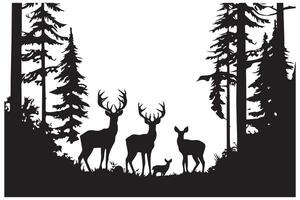 silhouette Deer and forest design elements pro design vector