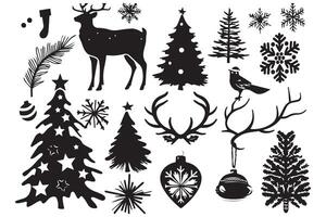 Christmas set of silhouettes for design vector