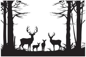 silhouette Deer and forest design elements pro design vector