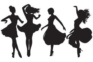 silhouettes of dancing Girl Group vector