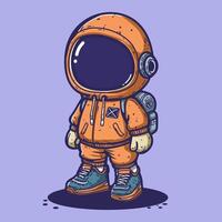 Cute cartoon space boy wearing orange suit vector