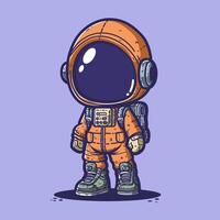 Cute cartoon space boy wearing orange suit vector