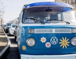 Minsk, Belarus, March 29, 2024 - Old vintage camper Volkswagen T2 photo