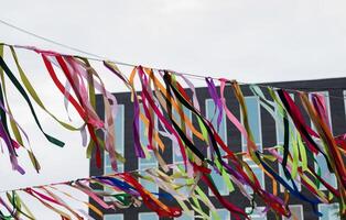 Multi-colored festive ribbons photo