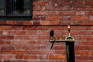 Golden beer taps. photo