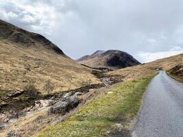 A view of the Scotland Countryside near the Glencoe Mountains photo