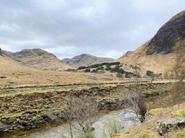 A view of the Scotland Countryside near the Glencoe Mountains photo