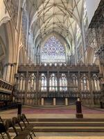 York in the UK on 30 March 2024. A view of a Stained Glass window in York Minster photo