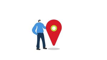 animated location pin pointer map pin with alpha channel or transparent background video