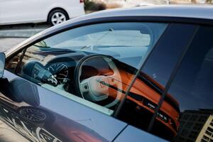 Minsk, Belarus, March 29, 2024 - Zeekr brand logo on steering wheel photo