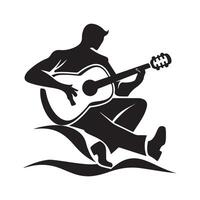 Playing Guitar Silhouette Design On A White Background vector