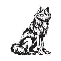 Sitting Wolf Silhouette Images vector