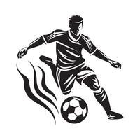 Soccer player and ball on white background vector