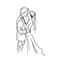 Wedding line drawing on White background vector