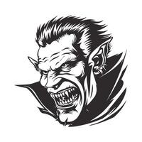 Dracula Head Image Design. black and white illustration of a Dracula vector