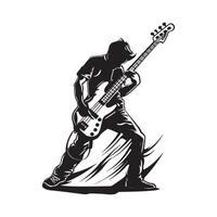 Bass Player Silhouette Images on white background vector