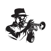 Trumpet Player Design Art, Icons, and Graphics isolated on white vector