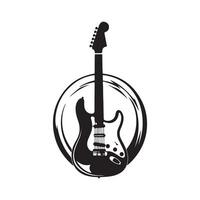 eléctrico guitarra logo diseño aislado en blanco vector