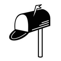 Mailbox silhouette icon illustration isolated on square white background. Simple flat poster design for prints drawings. vector