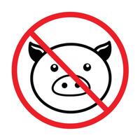 No pork or lard icon sign illustration isolated on square white background. Simple flat poster design for prints drawings. vector