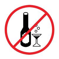 No alcohol permitido firmar icono ilustración aislado en cuadrado blanco antecedentes. sencillo plano póster firmar gráfico diseño para huellas dactilares dibujo. vector