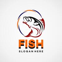 Fresh fish with wave water logo vector