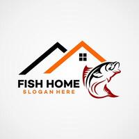 fish house logo design template vector