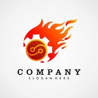 Fire gear logo template design vector