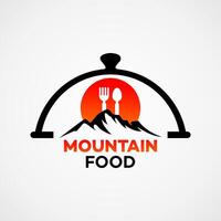 montaña comida logo ilustración modelo vector