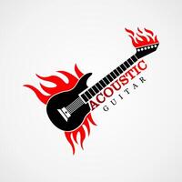 guitarra logo símbolo diseño vector