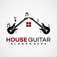 guitarra casa logo símbolo diseño vector