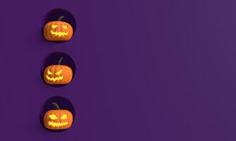 Pumpkin fruit orange yellow color happy halloween violet purple color autumn october month holiday celebration horror spooky ghost evil lantern night copy space evil fear invitation scarey character photo