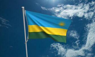 rwanda flag blue sky cloudy white background wallpaper close up independence day 1 first st july month freedom country patriotic culture africa freedom government soldier rwanda greeting label rwanda photo