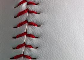 Macro of new baseball ball with copy space. photo