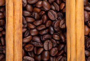 Frame with coffee beans and ceylon cinnamon photo