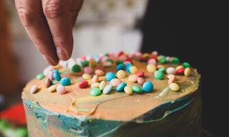 Preparation of cake and carnival pastries. photo