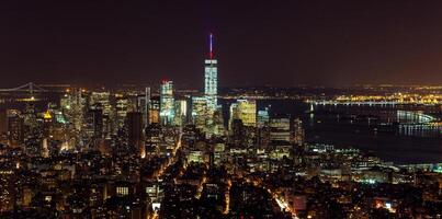 Aerial night view of Manhattan photo