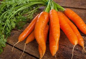 Bunch of fresh organic carrots. photo