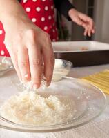 Preparation of homemade lasagna. photo