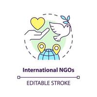 International NGOs multi color concept icon. Non governmental organization. Global outreach. Worldwide partnership. Round shape line illustration. Abstract idea. Graphic design. Easy to use in article vector