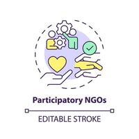 Participatory NGOs multi color concept icon. Non governmental organization. Public participation. Round shape line illustration. Abstract idea. Graphic design. Easy to use in article vector