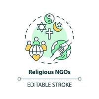 Religious NGOs multi color concept icon. Non governmental organization. Faith based coalition. Humanitarian aid. Round shape line illustration. Abstract idea. Graphic design. Easy to use in article vector