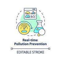 tiempo real contaminación prevención multi color concepto icono. residuos creación, ambiental impacto. redondo forma línea ilustración. resumen idea. gráfico diseño. fácil a utilizar presentación, artículo vector