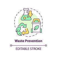 Waste prevention multi color concept icon. Ecological damage, environmental impact. Pollution reduce. Round shape line illustration. Abstract idea. Graphic design. Easy to use presentation, article vector