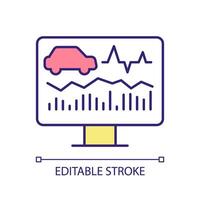 Vehicle maintenance RGB color icon. Car analytics data. Supervising process, kpi metrics. Automotive diagnostics. Isolated illustration. Simple filled line drawing. Editable stroke vector