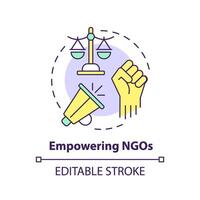 Empowering NGOs multi color concept icon. Non governmental organization. Activism for social changes. Round shape line illustration. Abstract idea. Graphic design. Easy to use in article vector