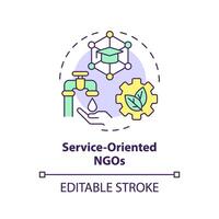 Service oriented NGOs multi color concept icon. Non governmental organization. Community development. Round shape line illustration. Abstract idea. Graphic design. Easy to use in article vector